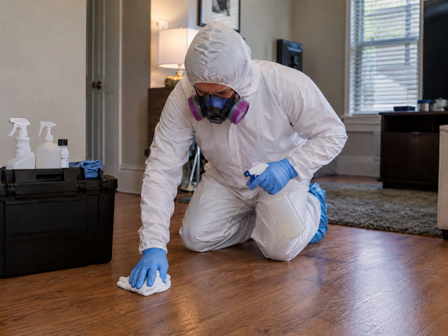 ai crime scene cleaner cleaning floor