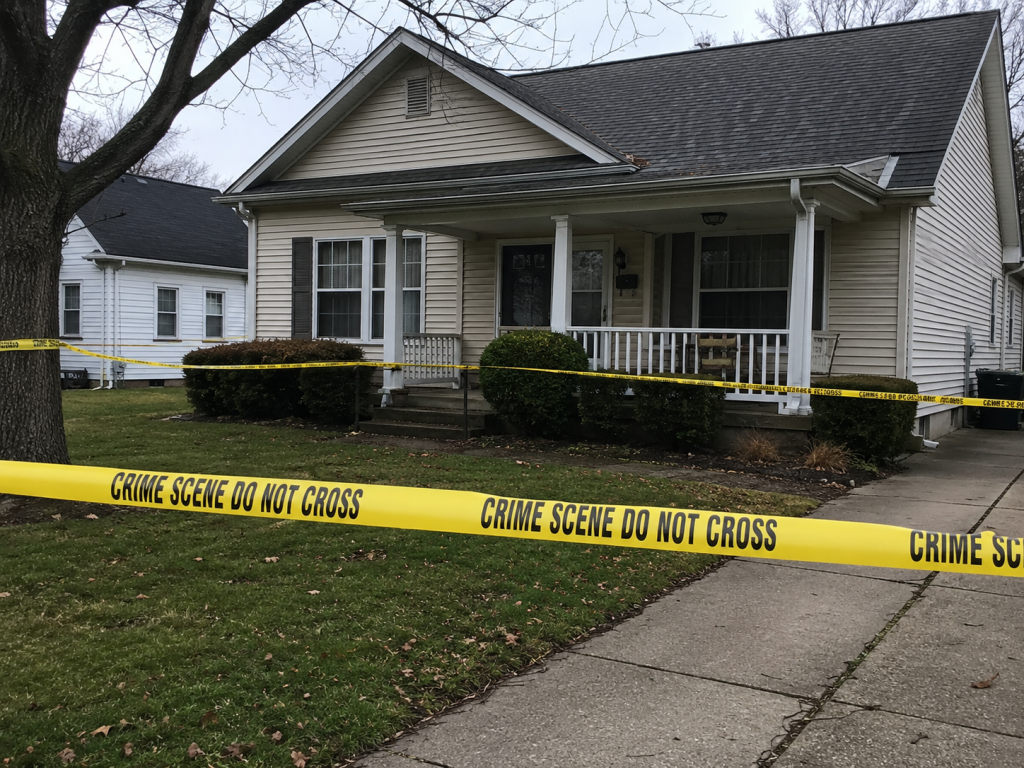 crime scene tape outside home